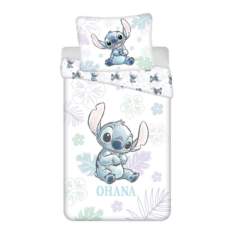 JERRY FABRICS Povlečení Lilo and Stitch Ohana White Bavlna, 140/200, 70/90 cm - Povlečení licenční