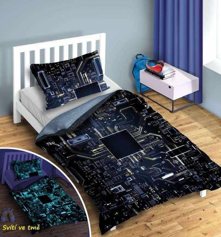 FARO Povlečení Procesor svítící Bavlna, 140/200, 70/90 cm - Povlečení pro teenagery