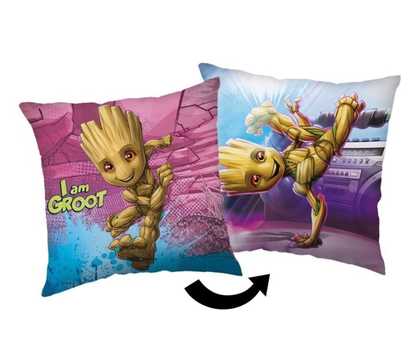 JERRY FABRICS Mikroplyšový polštářek Groot I am Groot Polyester, 40/40 cm - Polštářky