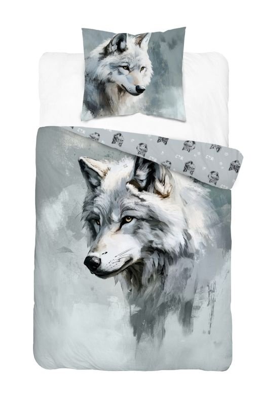DETEXPOL Povlečení Vlk akvarel Bavlna, 140/200, 70/80 cm - Povlečení fototisk