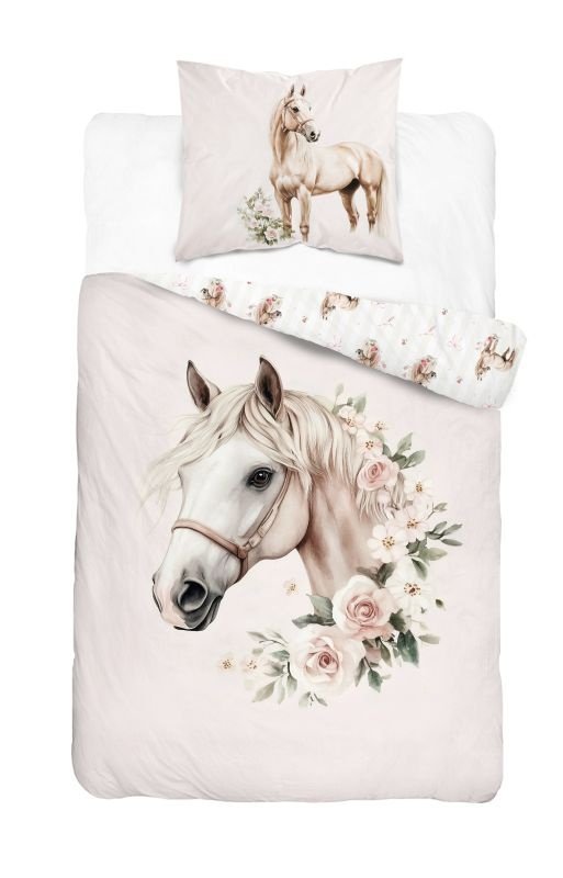 Povlečení klasické vzory - DETEXPOL Povlečení Kůň romantic Bavlna, 140/200, 70/80 cm DETEXPOL Povlečení Kůň romantic Bavlna, 140/200, 70/80 cm - Povlečení klasické vzory