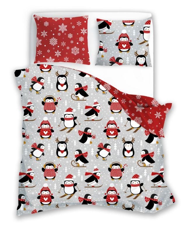Dětské povlečení nelicenční - FARO Vánoční povlečení Scandic 076 Tučňáci Bavlna, 140/200, 70/90 cm FARO Vánoční povlečení Scandic 076 Tučňáci Bavlna, 140/200, 70/90 cm - Dětské povlečení nelicenční