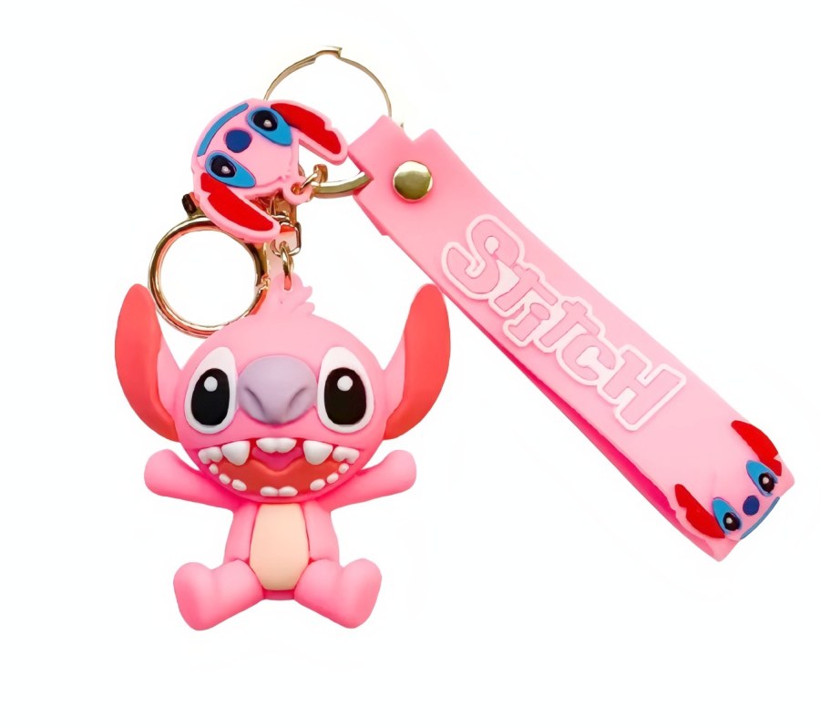 Školní potřeby - Přívěšky a klíčenky - Dětská klíčenka Lilo a Stitch Angel růžová s poutkem a karabinou Dětská klíčenka Lilo a Stitch Angel růžová s poutkem a karabinou - Přívěšky a klíčenky