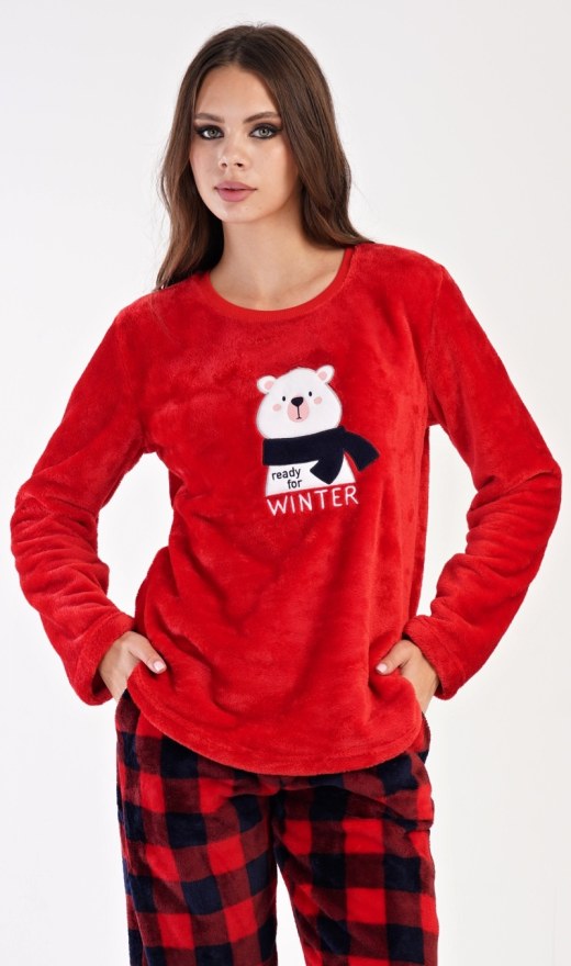 Dámské pyžamo dlouhé Méďa se šálou - Dámská pyžama velur, polar, soft