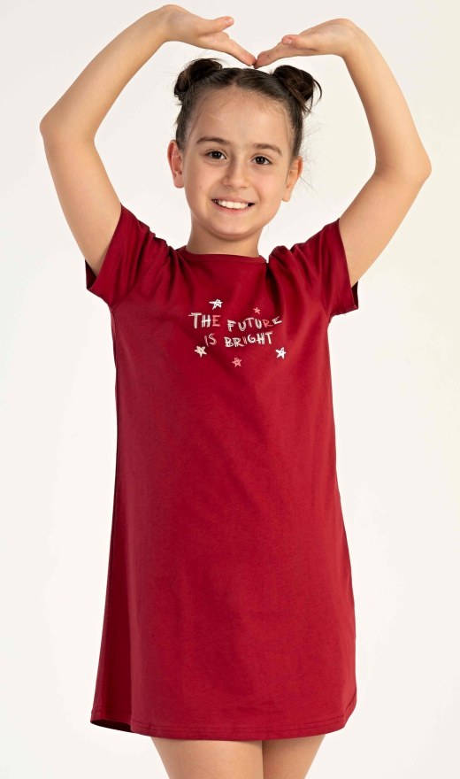 Dětská noční košile s krátkým rukávem Hvězdičky - Dívčí noční košile s krátkým rukávem