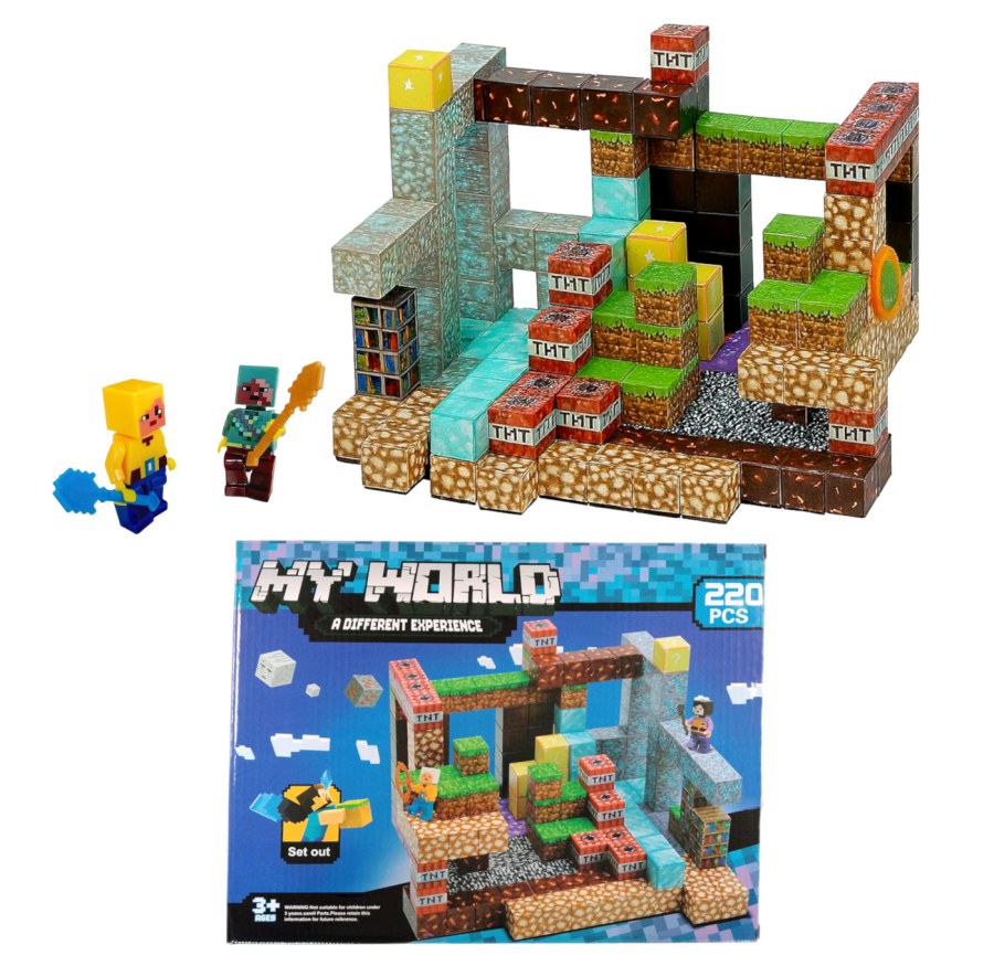 Hračky - Magnetické stavebnice - Velká magnetická stavebnice Minecraft Iron Diamond Gold TNT 220ks Velká magnetická stavebnice Minecraft Iron Diamond Gold TNT 220ks - Magnetické stavebnice