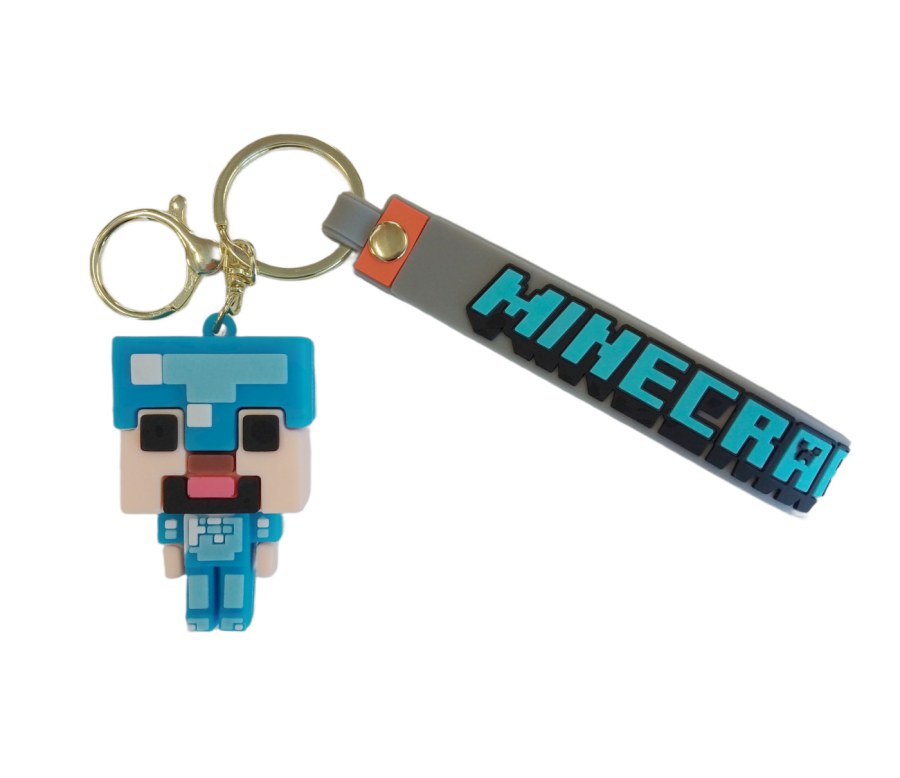 Dětská klíčenka Minecraft Diamantový Steve s poutkem a karabinou - Přívěšky a klíčenky