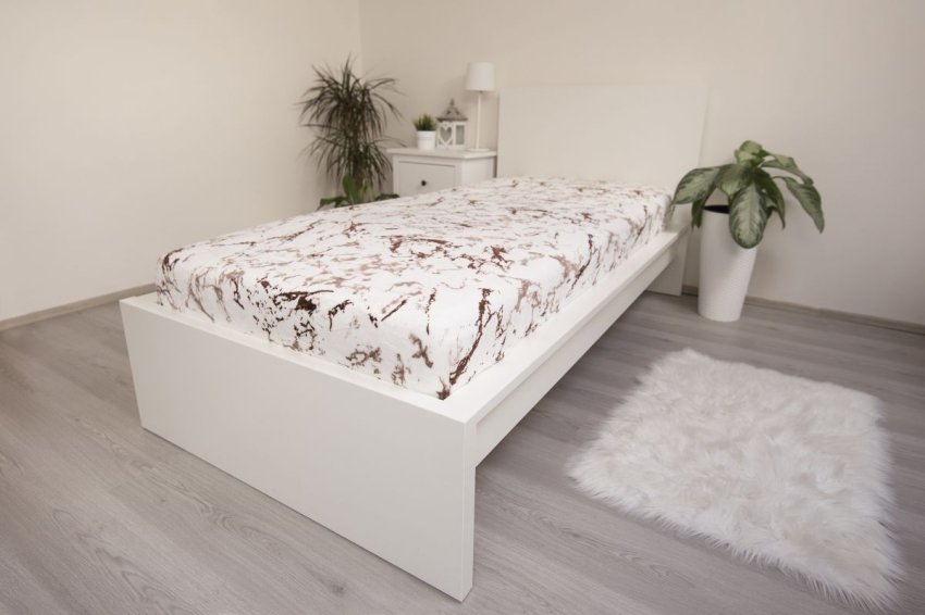 Prostěradla - JERRY FABRICS Prostěradlo mikroplyš Mramor hnědý Polyester, 90/200 cm JERRY FABRICS Prostěradlo mikroplyš Mramor hnědý Polyester, 90/200 cm - Prostěradla