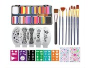 Velká sada trojitých barev na obličej s nálepkami a doplňky 35ks