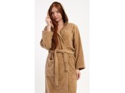 Dámský župan dlouhý s kapucí Karamelka