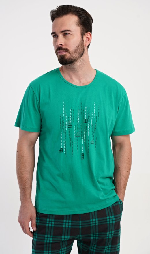 Pánské pyžamo šortky Tetris - Pánská pyžama šortky