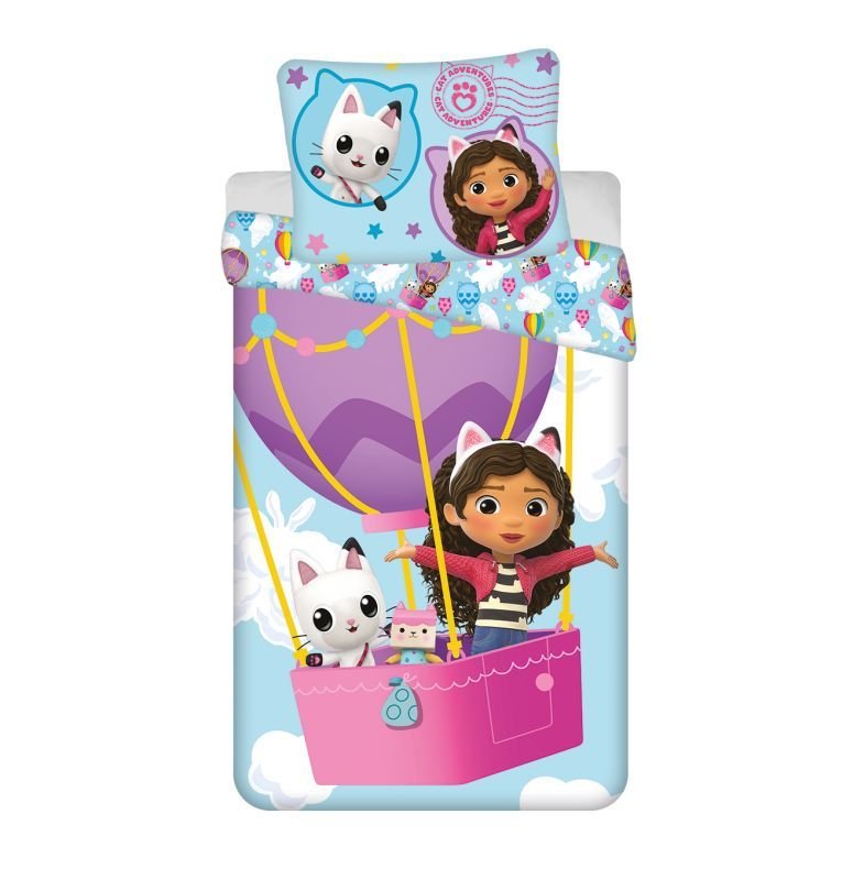 JERRY FABRICS Povlečení Gábinin kouzelný domek Balloon Bavlna, 140/200, 70/90 cm - Povlečení licenční