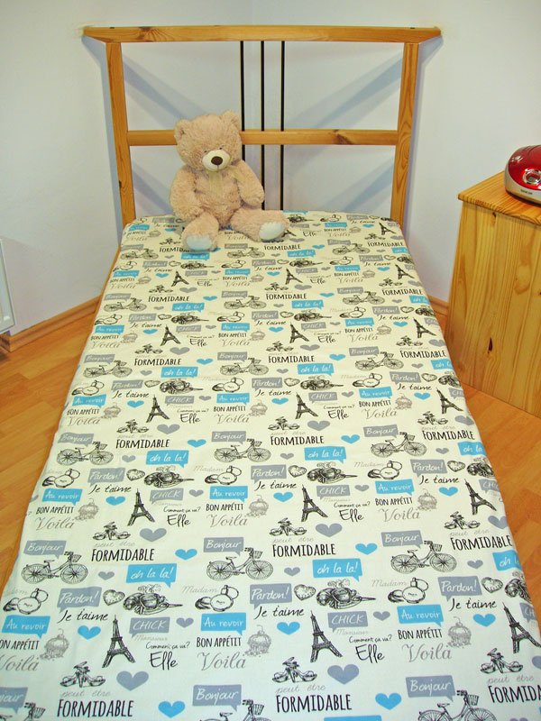 Prostěradla - Prostěradlo klasik Paříž modrá 150/235 Prostěradlo klasik Paříž modrá 150/235 - Prostěradla