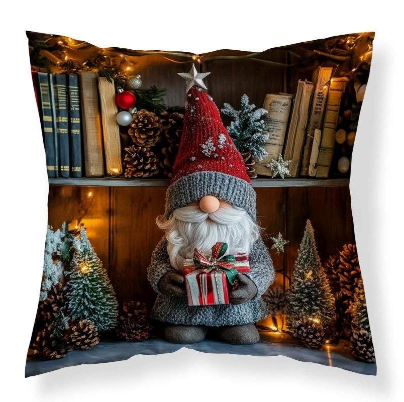 DETEXPOL Vánoční povlak na polštářek Trpaslík knihovna micro Polyester, 40/40 cm - povláčky na polštářky