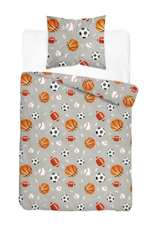 DETEXPOL Povlečení XOXO Míče na šedém Bavlna, 140/200, 70/80 cm - Dětské povlečení nelicenční