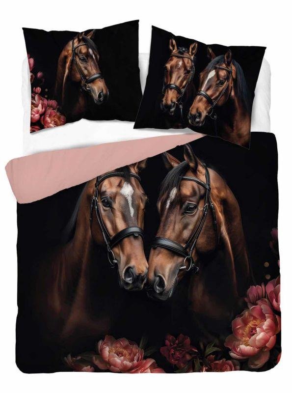 DETEXPOL Francouzské povlečení Koně Love Bavlna, 220/200, 2x70/80 cm - Povlečení fototisk