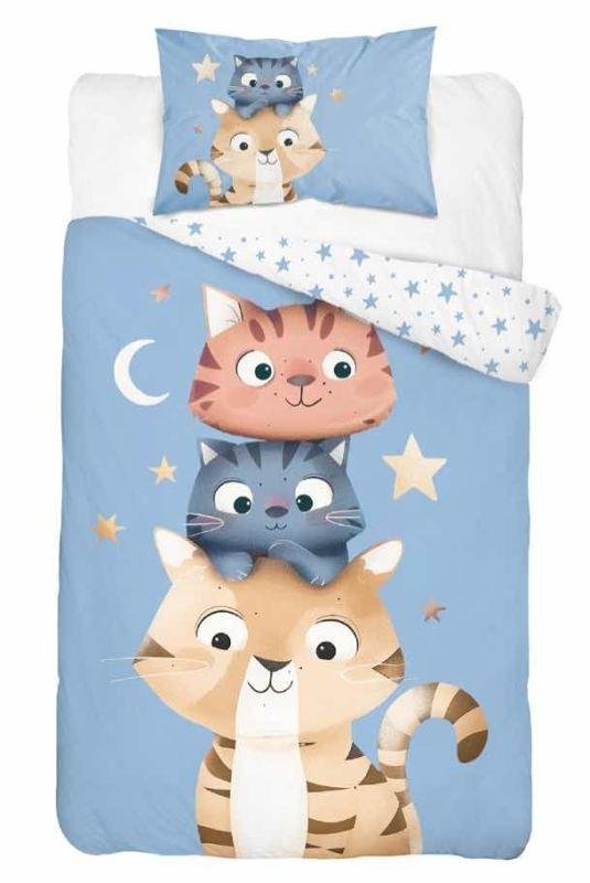 DETEXPOL Povlečení do postýlky Kočičky Blue Bavlna, 100/135, 40/60 cm - Povlečení do postýlky