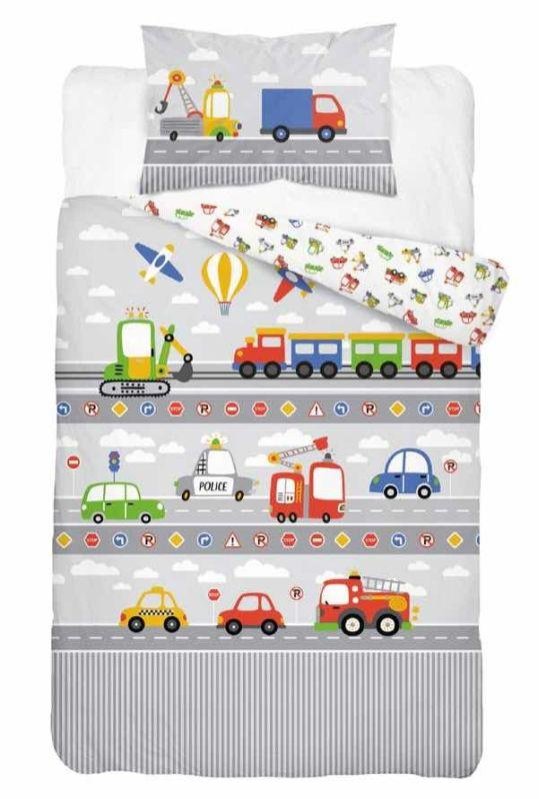 DETEXPOL Povlečení do postýlky Autíčka grey Bavlna, 100/135, 40/60 cm - Povlečení do postýlky