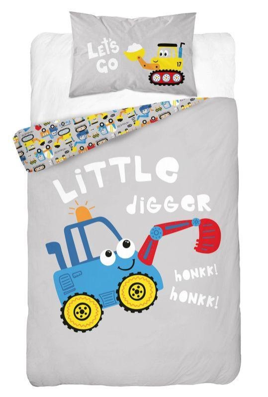 DETEXPOL Bambusové povlečení do postýlky Bagr modrý Bavlna, Bambus, 100/135, 40/60 cm - Povlečení do postýlky