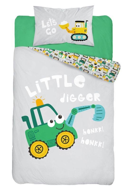 Povlečení do postýlky - DETEXPOL Bambusové povlečení do postýlky Bagr zelený Bavlna, Bambus, 100/135, 40/60 cm DETEXPOL Bambusové povlečení do postýlky Bagr zelený Bavlna, Bambus, 100/135, 40/60 cm - Povlečení do postýlky