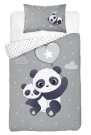 DETEXPOL Bambusové povlečení do postýlky Panda šedá Bavlna, Bambus, 100/135, 40/60 cm