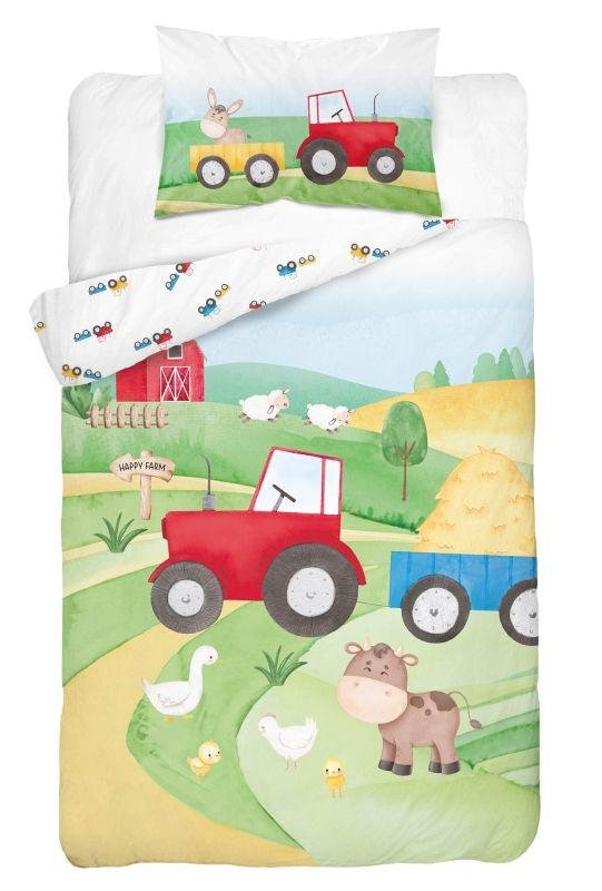 DETEXPOL Bambusové povlečení do postýlky Šťastná farma červená Bavlna, Bambus, 100/135, 40/60 cm