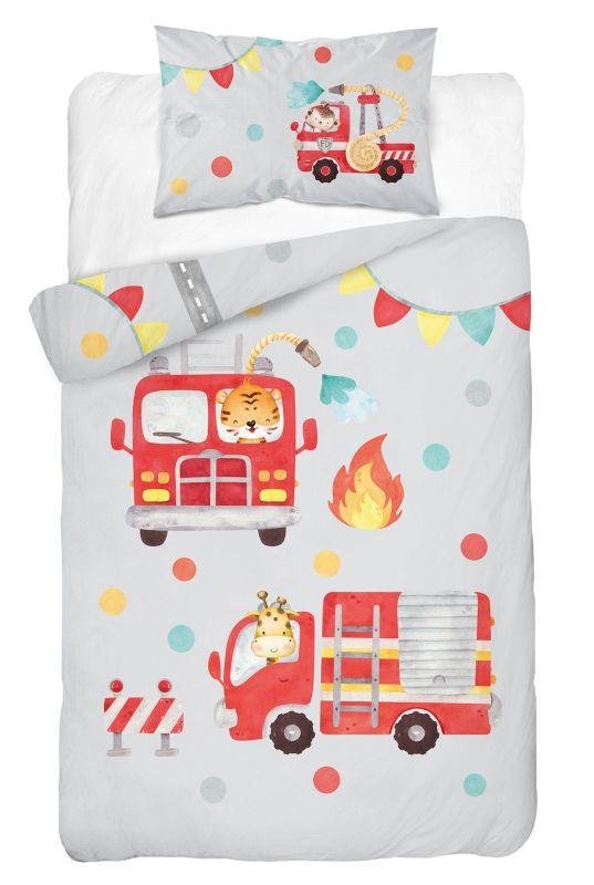 Povlečení do postýlky - DETEXPOL Bambusové povlečení do postýlky Hasiči šedá Bavlna, Bambus, 100/135, 40/60 cm DETEXPOL Bambusové povlečení do postýlky Hasiči šedá Bavlna, Bambus, 100/135, 40/60 cm - Povlečení do postýlky