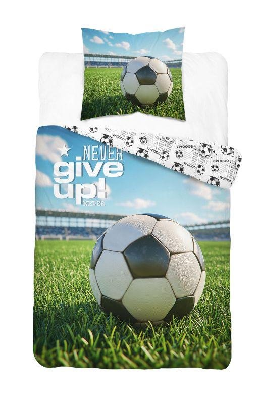 DETEXPOL Povlečení Fotbal Never give up Bavlna, 140/200, 70/80 cm - Povlečení sportovní kluby