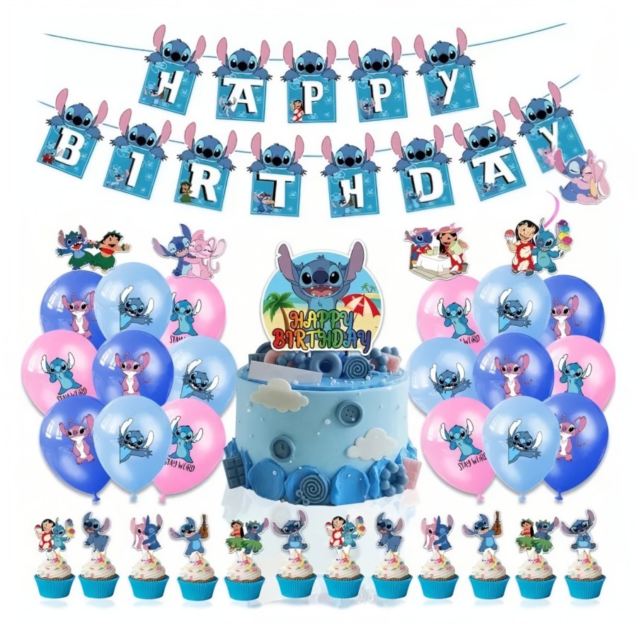 Párty a karneval - Sady balónků a girlandy - Velká narozeninová sada Lilo a Stitch 46ks Velká narozeninová sada Lilo a Stitch 46ks - Sady balónků a girlandy