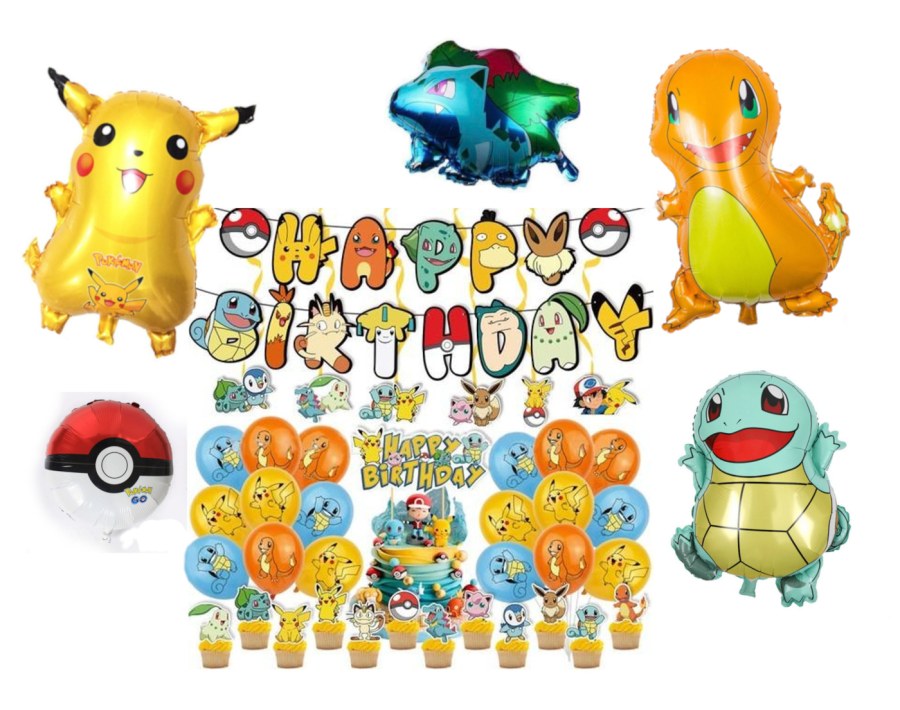 Maxi narozeninová sada Pokémon 65ks - Sady balónků a girlandy