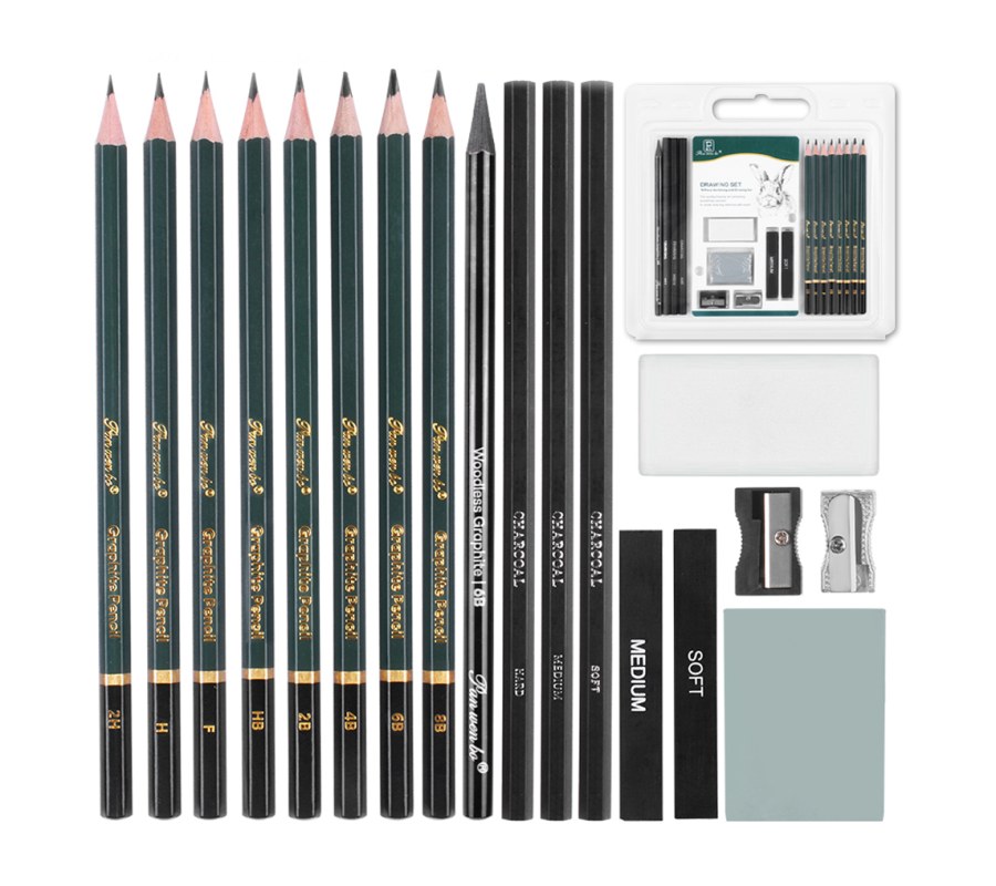 Sada profesionálních tužek, grafitů a uhlů 18ks - Výtvarné potřeby