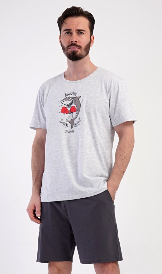 Pánské pyžamo šortky Žralok - Nadměrná pánská šortky pyžama