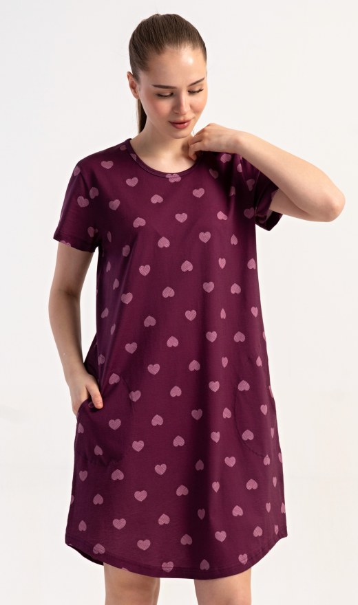 Dámské domácí šaty s krátkým rukávem Heart - Dámské noční košile