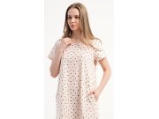 Ženy Dámské noční košile - Dámské domácí šaty s krátkým rukávem Káva Dámské domácí šaty s krátkým rukávem Káva