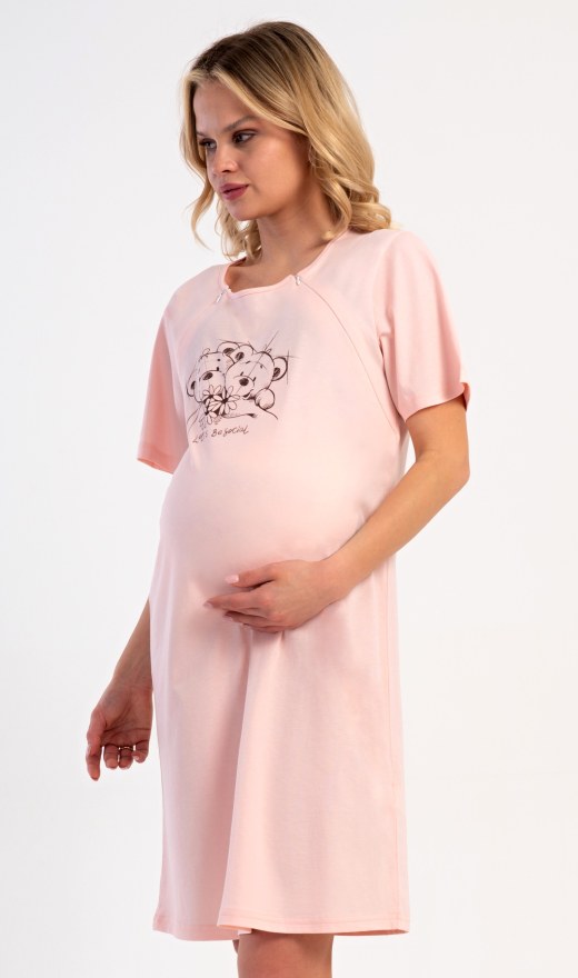 Dámská noční košile mateřská Medvědi - Kojící noční košile s krátkým rukávem