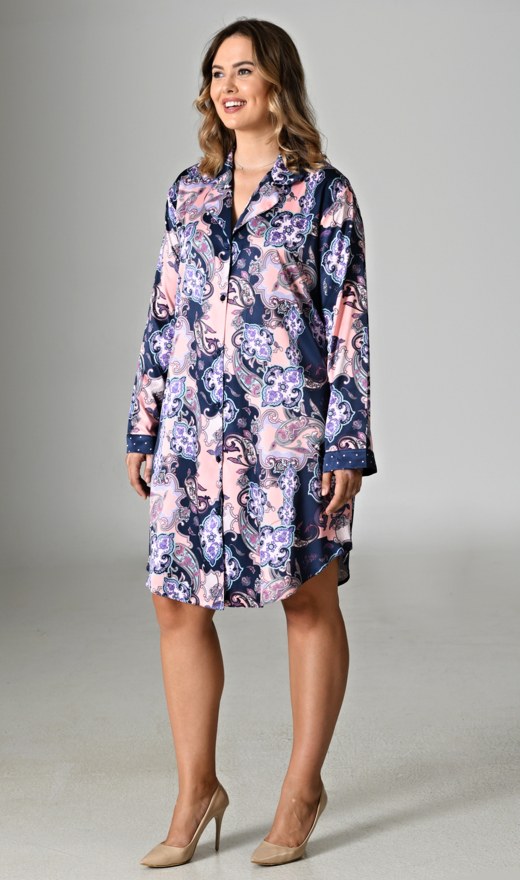 Ženy - Dámské noční košile - Nadměrné dámské noční košile - Dámská noční košile s dlouhým rukávem Jasmína Dámská noční košile s dlouhým rukávem Jasmína - Nadměrné dámské noční košile