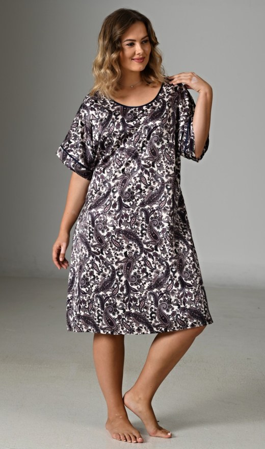 Ženy - Dámské noční košile - Nadměrné dámské noční košile - Dámská noční košile s krátkým rukávem Orient Dámská noční košile s krátkým rukávem Orient - Nadměrné dámské noční košile