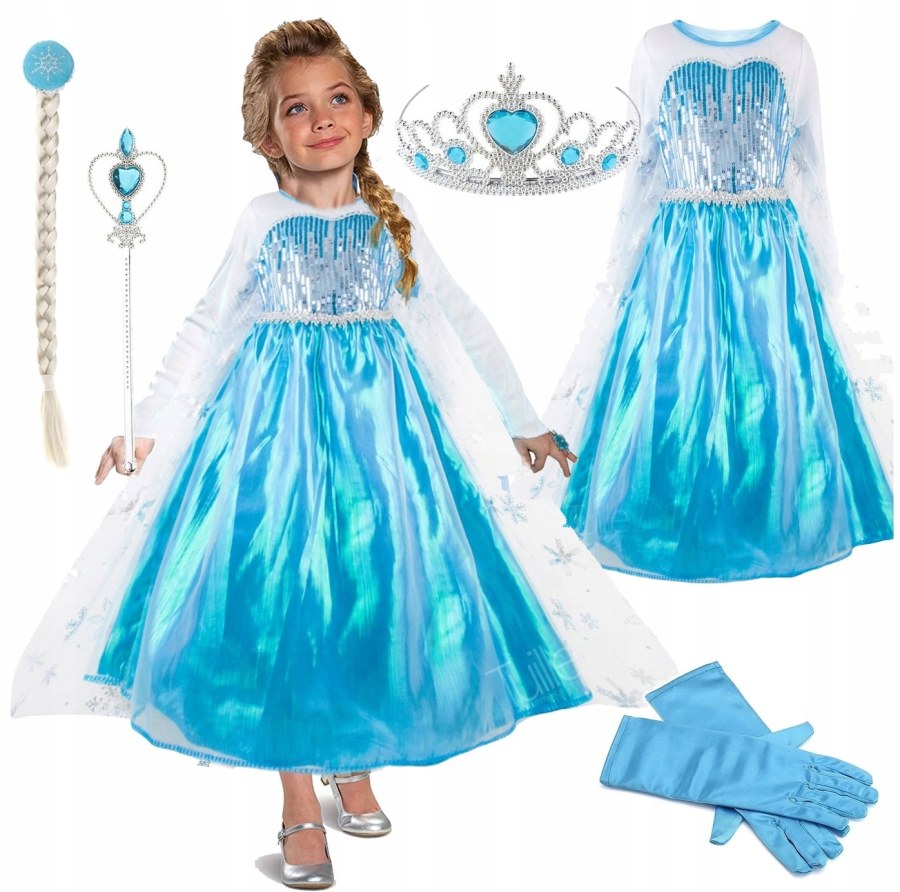 Dětský kostým ELSA s flitry a doplňky 110-116 M - Dětské kostýmy