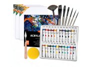 Velká malířská sada Akrylové barvy s plátny a doplňky 36ks