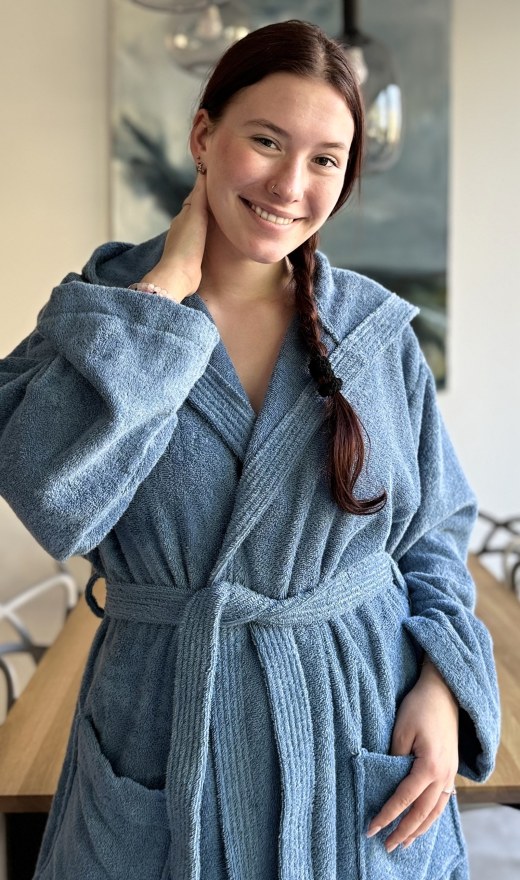 Dámský župan dlouhý s kapucí Klára - Dámské dlouhé župany