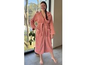 Dámský župan dlouhý s kapucí Broskev