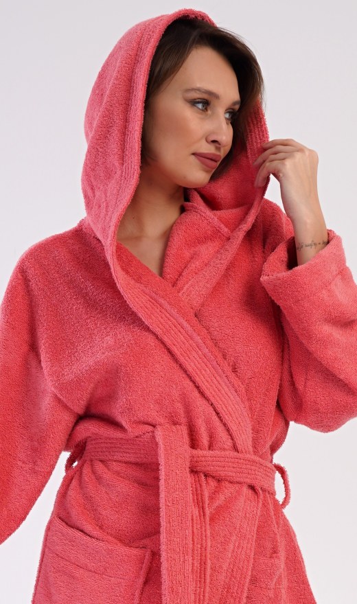 Dámský župan dlouhý s kapucí Jahoda - Dámské dlouhé župany