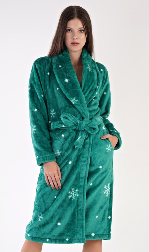 Dámský župan dlouhý se šálovým límcem Vločky - Dámské dlouhé župany