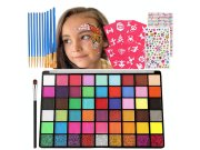 Dětská karnevalová sada barev na tělo a obličej s kamínky 54 barev