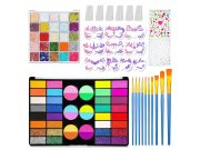 Maxi sada barev na tělo a obličej s doplňky Glamour 98ks Párty a karneval - Barvy na obličej