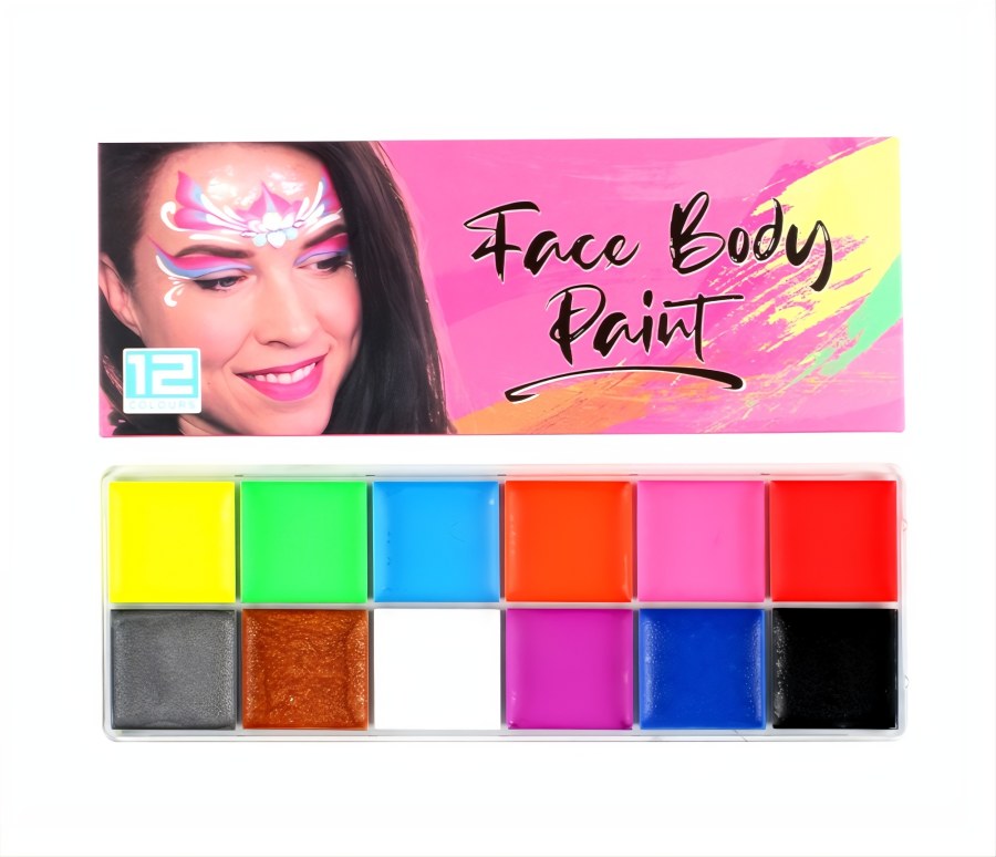 Dětská sada neonových barev na obličej a tělo 12 barev - Barvy na obličej
