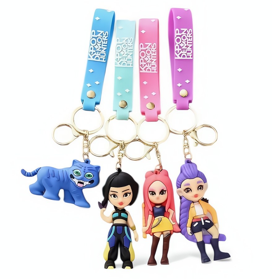 Dětské klíčenky Demon Hunters K-Pop s poutkem a karabinou 4ks - Přívěšky a klíčenky