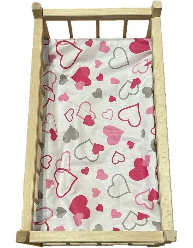 SDS Matrace do postýlky pro panenky Srdíčka šedorůžová Bavlna, výplň: Polyester, 50/28 cm - matrace do POSTÝLKY