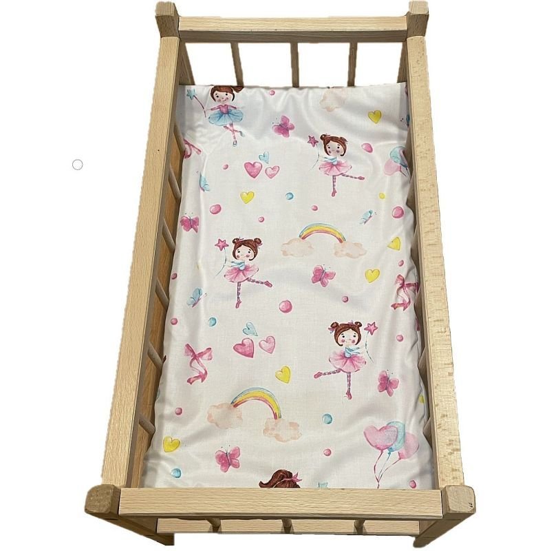 SDS Matrace do postýlky pro panenky Baletky na bílém Bavlna, výplň: Polyester, 50/28 cm - matrace do POSTÝLKY