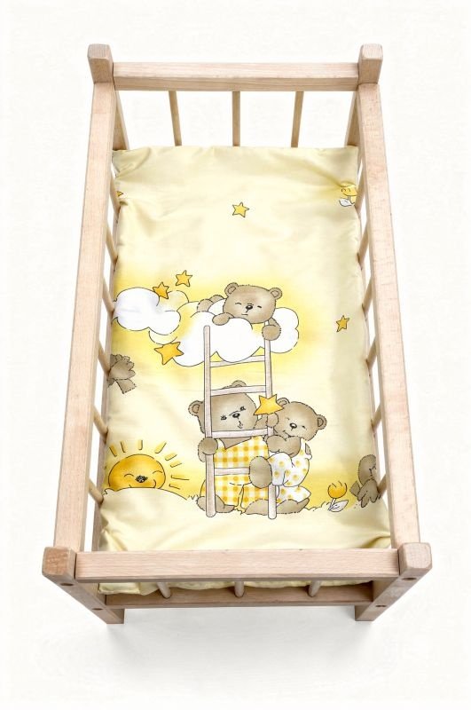 SDS Matrace do postýlky pro panenky Medvídci na žebříku krémová, Bavlna, výplň: Polyester, 50x28 cm - matrace do POSTÝLKY